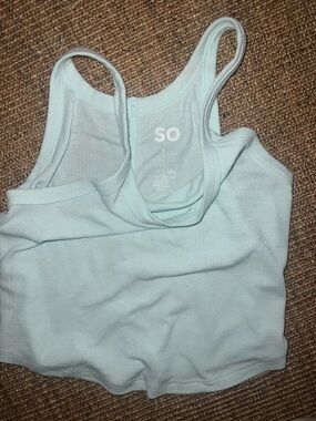 SO Mint Green Ribbed Cropped Racerback Tank